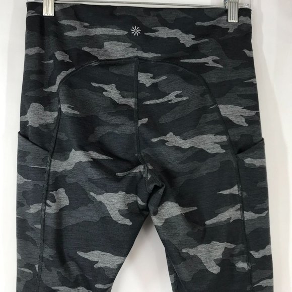 ATHLETA - WOMEN'S MEDIUM - BLACK CAMO YOGA FITNESS COMPRESSION PANT - Picture 5 of 8